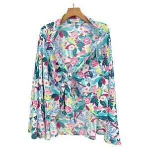 Coolibar Isla Convertible Wrap UPF 50+ in Tropical Floral Bird Print Size L NEW